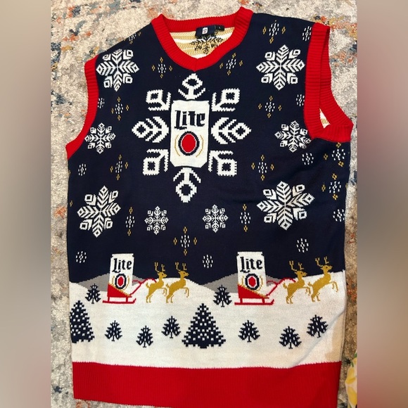 Miller Lite Holiday Sweater Vest Large - Picture 1 of 4